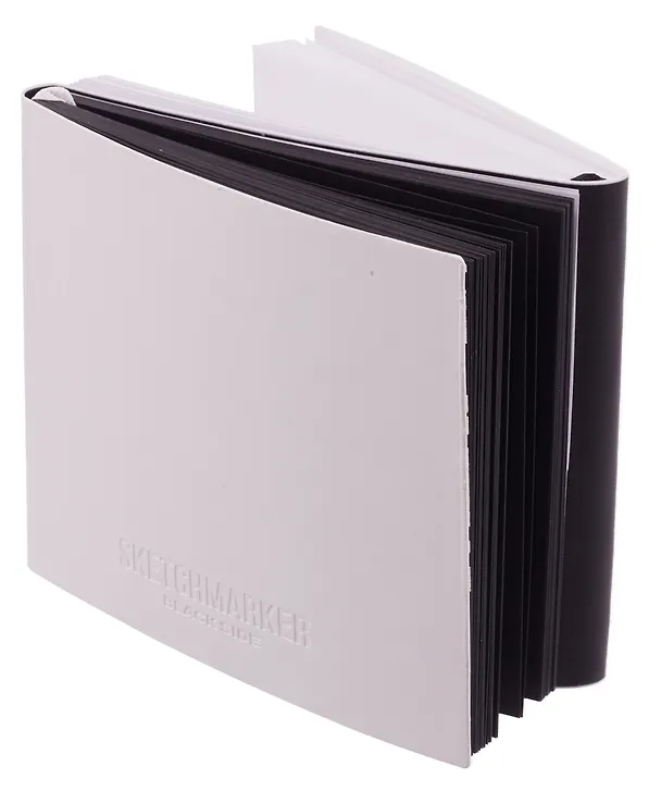 Скетчбук 12*12 60 л "Sketchmarker" Black&White черный, 140г/м2, черный вн. блок + 60 л белый, 140г/м2, белый офсет,  мягк. обл. 3129514 — 9