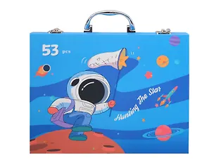 Набор для творчества 53 предм. "Космос" карандаши цветные 10цв, маркеры для скетчинга 10цв, пастель масляная 12цв, краски акварель 10цв туба, краски акварель 06цв кювет, кисти 02шт, точилка, ластик, жестк.картон, мет.ручка, мет.замок 3106799