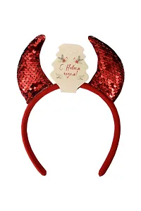 Ободок Рожки красные с пайетками (текстиль) (12-6142-HNY32)