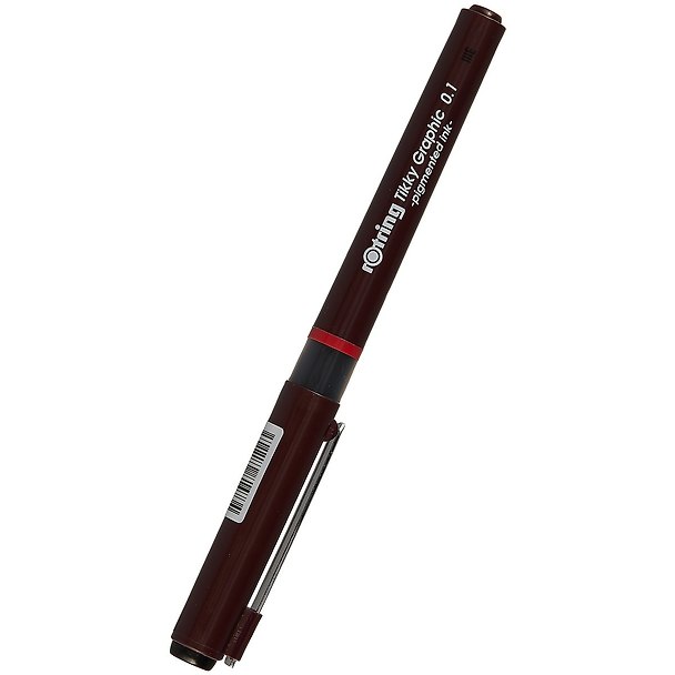 Ручка для черчения 0.1мм черная "Tikky Graphic" корп.бордовый, Rotring 219901 — 1