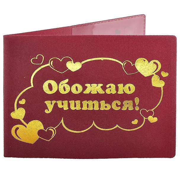 Обложка для студенческого билета Обожаю учиться пластик 11*8,5см (607129) 2346913 — 1