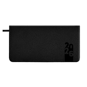 Планинг дат. 2026г. 64л 170х88 мм "Джут" черный, кожзам, тв.переплет, обл.поролон, блинт.тиснение, офсет, карманный, справ.мат-лы, закругл.углы, ляссе, инд.уп