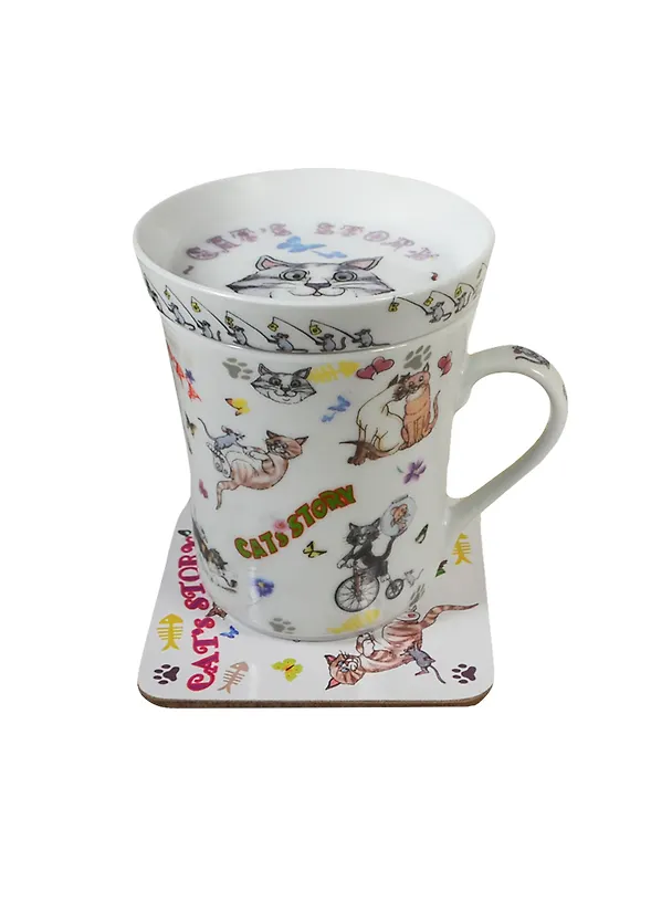 Набор История Кошек (M0857-GB Cats) (кружка 300мл., крышка-блюдце, подставка) GiftLand 2345915 — 1
