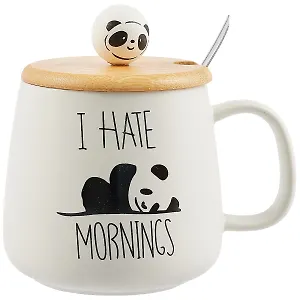Кружка с крышкой и ложкой "Панда", 400 мл