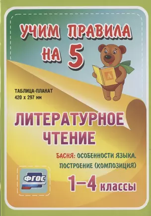 Литературное чтение. Басня: особенности языка, построение (композиция). 1-4 классы. Таблица-плакат — 2784531 — 1