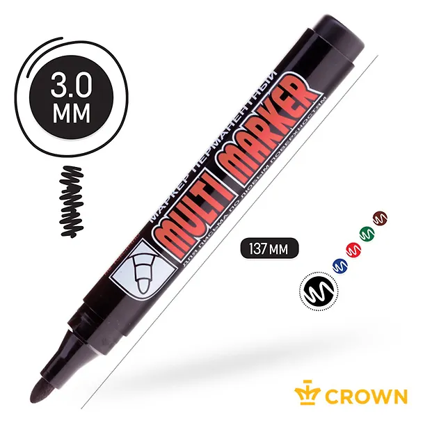 Маркер перманентный Crown, Multi Marker, черный 1-2 мм 201082 — 6