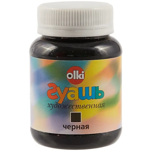 Гуашевая чёрная краска olki, 100 мл 252085 — 1