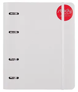 Тетрадь 120л кл. "Journal", белый, на кольцах, блинт.тиснение, верт.резинка, обл. кож.зам