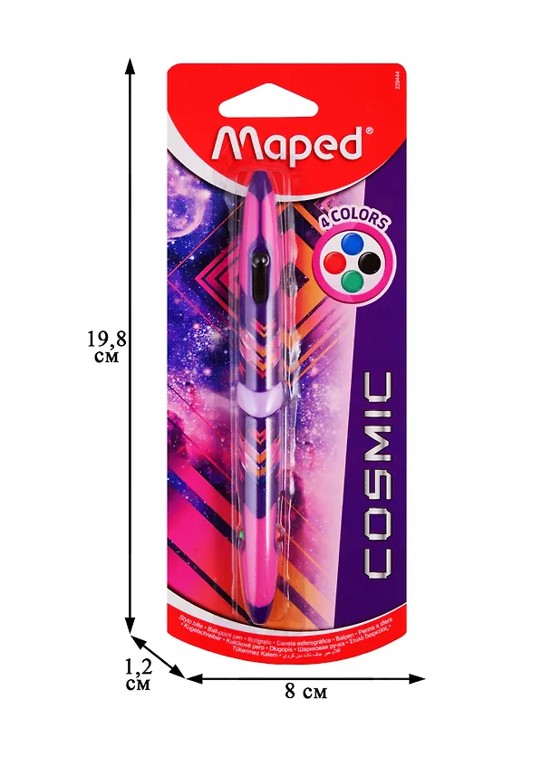 Шариковая ручка 4 цвета автоматическая, Cosmic Teens, Maped 254033 — 2