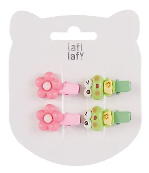 Набор заколок Лягушки и цветочки перламутровые (4шт) (пластик) (2,5см) (12-03907-B4) (Lafilaf) 3048634