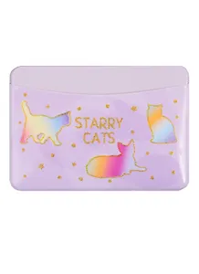 Чехол для карточек горизонтальный Starry cats фиолетовый (котики) (ДКГ2020-43)