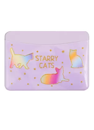 Чехол для карточек горизонтальный Starry cats фиолетовый (котики) (ДКГ2020-43) — 2781443 — 1