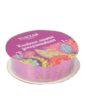 Набор для творчества, TUKZAR, Декоративная цветная Кружевная клейкая лента металлик, 1м, ширина 14мм в асс. 332318