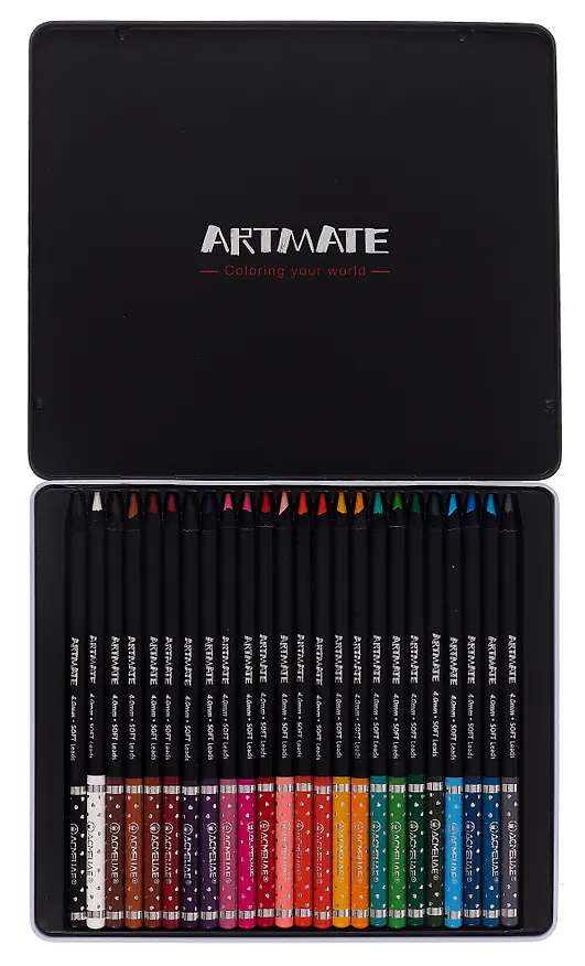 Карандаши цветные 24цв "Blackwood Artmate" мет.футляр, супермягкие, утолщ.грифель 4мм, ACMELIAE 3100408 — 2