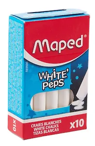 Мелки белые круглые, 10 штук, Maped