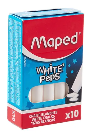 Мелки белые круглые, 10 штук, Maped 225877