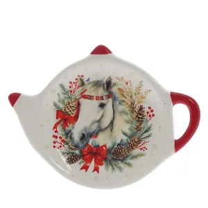 Подставка для чайных пакетиков Лошадь с венком белая (12х9х1) (825358)