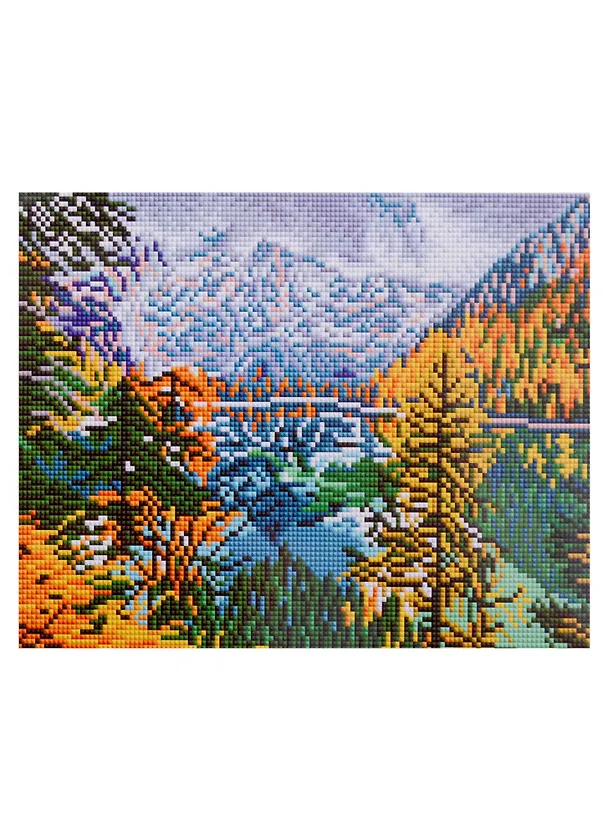 Алмазная мозаика на подрамнике "Зеркальное горное озеро", 30 х 40 см 2941370 — 1