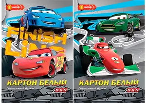 Картон белый 10л А4 "Cars" премиум, карт.папка, Disney