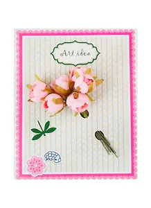 Пионы розовые, букетик 6 стеблей (готовые на подложке)