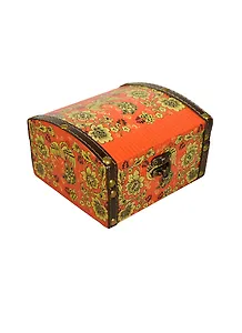 Шкатулка-сундучок дерево и искусственная кожа Жар птица (13,5х15х9) (175263)