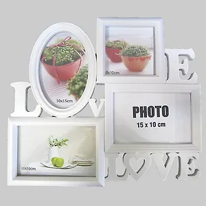 Фоторамка на 4 фото LOVE белый пластик (34х29) (671415)
