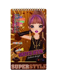 Альбом д/творч. Sketch Bok Super Style (Tz 15507) (накл.) (инструкц.) (5трафар.) (36стр.) (Kids creative) (пружина) (3+)