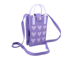 Сумочка вязаная с застежкой Сердечки (лавандовая) (12х18х6) (текстиль) (12-Yiheng-0614) 3108916