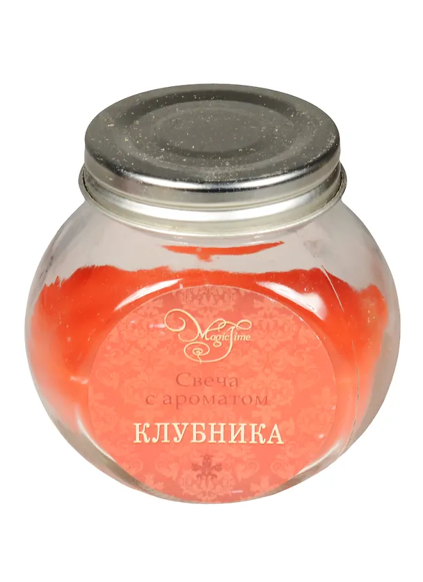 Свеча в стеклянной круглой баночке с металлической крышкой Клубника (9 см) (41235) 2551655 — 1