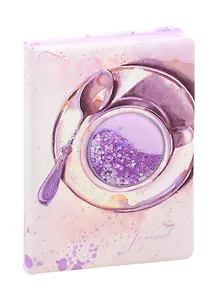 Ежедневник недат. А5 120л "Кофе" кожзам, тв. переплет с поролоном, тонир.блок, блестки, ляссе