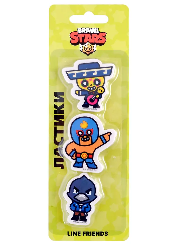 Ластик «Brawl Stars. Поко, Эль Примо, Ворон», Премьера Паблишинг, 3 штуки 2905425 — 1