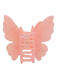 Заколка-крабик Бабочка перламутр розовая (пластик) (6см) (12-253004-С4) (Lafilaf)
