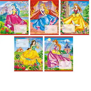 Тетрадь в клетку Unnika, "Прекрасные принцессы", 12 листов, в ассортименте