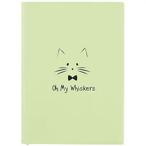 Записная книжка А6+ 56л лин. "КОТ" мягк.переплёт, шелкография, ляссе, инд.уп.