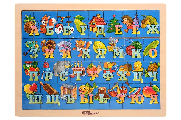 Step puzzle Веселая азбука Азбука в картинках (игра из дерева) 89002 308897 — 1