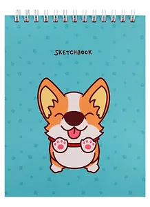 Скетчбук А6+ 125*160 40л "Собачка" белый офсет, нелинованн., 100г/м2, тв.обложка, евроспираль