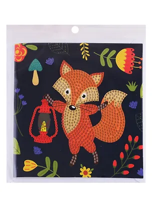 Алмазная мозаика MAZARI Открытка своими руками, Лисичка с фонарем, 15х15 см, ОПП-упаковка 2764286