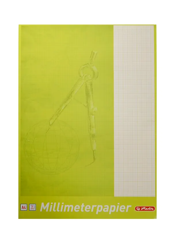 Бумага миллиметровая А4, 25 листов, 80г/м2, склейка, Herlitz 234605 — 1