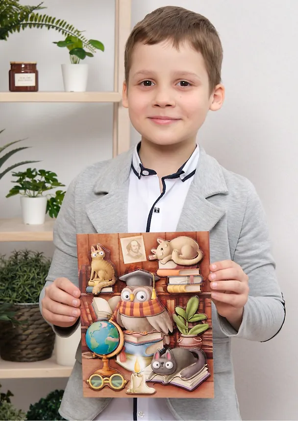 3D-аппликация "Котики и сова" 2945619 — 6