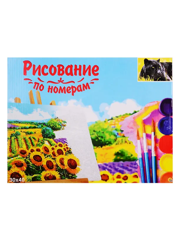Набор для раскрашивания по номерам ТМ Рыжий Кот Холст Пантера 30х40см Х-9108 2798300 — 1