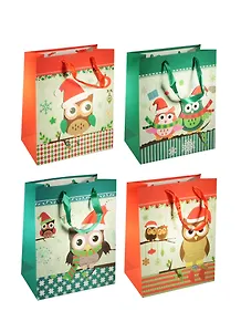 Пакет подарочный бумажный А5 18*23*10 "Совы. Owls новогодний", Новый год, мат. ламинат, Хансибэг