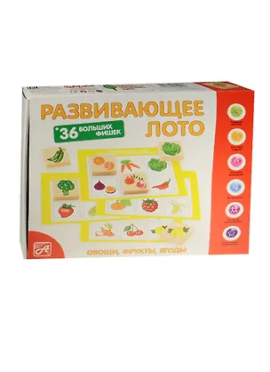 Развивающее Лото Овощи фрукты ягоды (36 дер.фишек+6карт+ холщ.меш.) (Д465а) (Анданте) (3+) 2548231