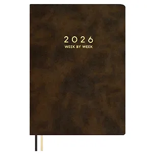 Еженедельник дат. 2026г. А4 80л "Тиволи делавэ" коричневый, кожзам, мягк.переплет, блинт.тиснение, офсет, тисн.фольгой, 2 ляссе, инд.уп 3128852