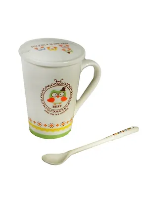 Сувенир, Кружка Сова с ложкой и крышкой (керамика) (коробка) 2477677