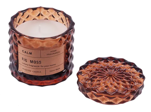 Свеча ароматическая в стакане с крышкой Fig Moss (50г) (коробка) (12-EDENG-202505-HD16) 3111191 — 3