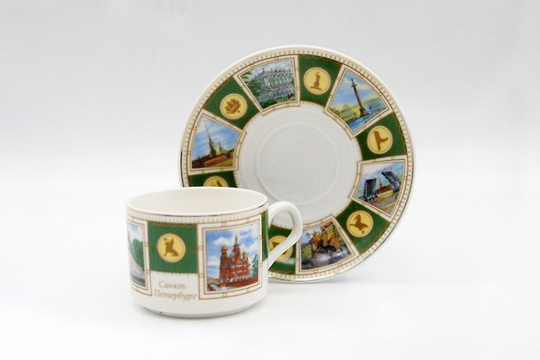 Чайно-кофейная пара Зеленый Исаакий-М. всадник-Спас [Set8-14502] 2892067 — 1