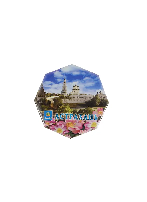 Магнит Астрахань Панорама Кремля с лотосами (металл) (02-8-82K1-1) 2365164 — 1