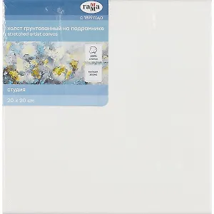 Холст на подрамнике "Студия", 20*20см, 100% хлопок, мелкое зерно, Гамма