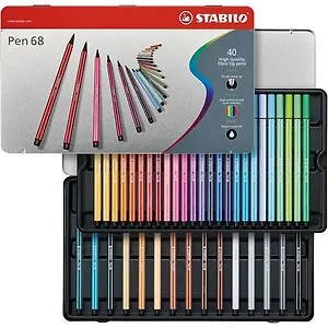 Фломастеры Stabilo Pen 68 40цветов, в металлическом футляре