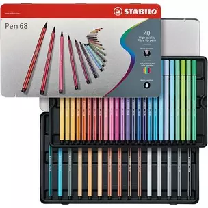 Фломастеры Stabilo Pen 68 40цветов, в металлическом футляре — 345739 — 1